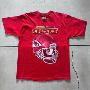 90s Vintage Kansas City Chiefs Pro Player Red Helmet T Shirt Size L
